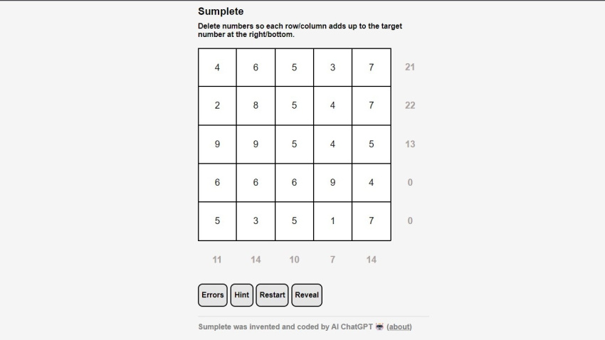 ChatGPT napravio Sumplete, igru zarazniju od Sudoku