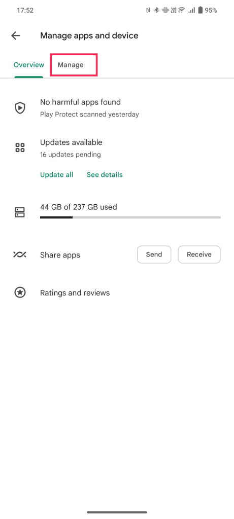 Play Store Manage