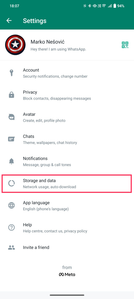 WhatsApp - Storage and data