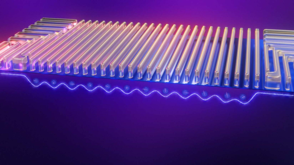Intel kvantni čip i šematska prezentacija elektrona 