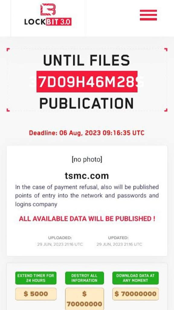 TSMC hakerski napad. LockBit traži otkup