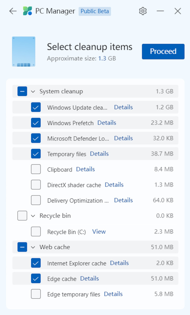 Besplatna Microsoft aplikacija PC Manager i Storage Manager funkcija 2