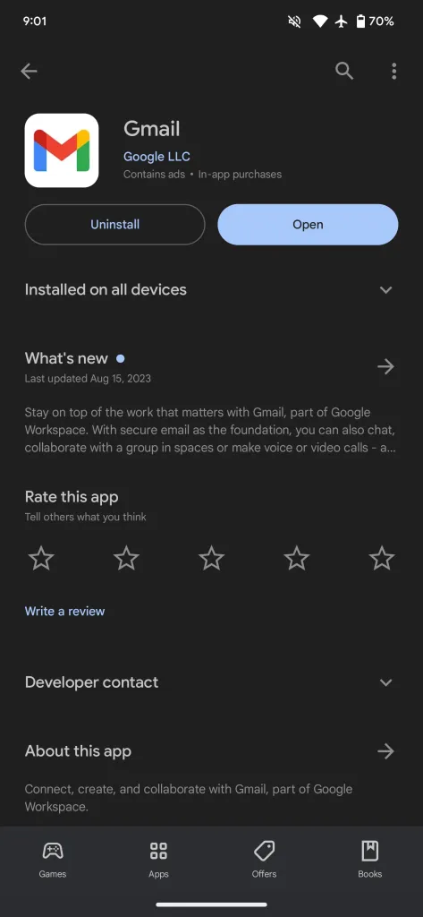Google Play Store stara tamna tema