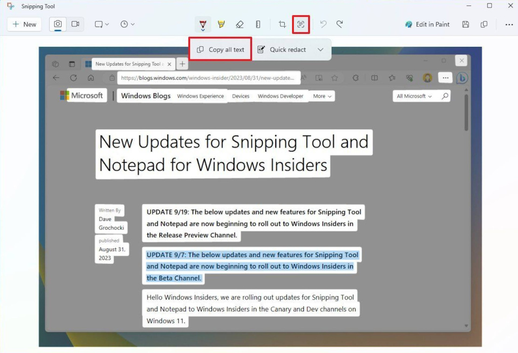 List of Snipping Tool news brought by the new Windows 11 update