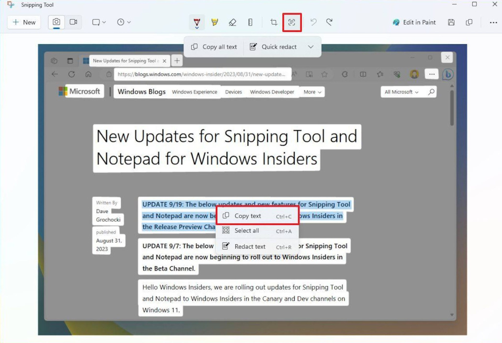 List of Snipping Tool news brought by the new Windows 11 update