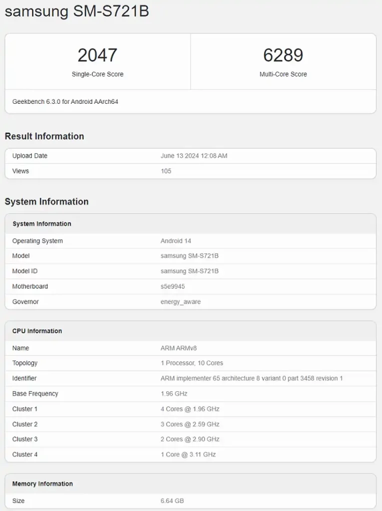 Samsung Galaxy S24 FE Exynos 2400