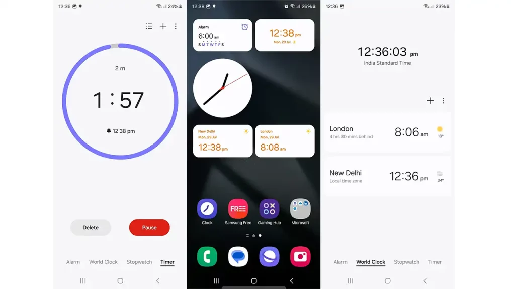 Samsung One UI 7 Clock aplikacija