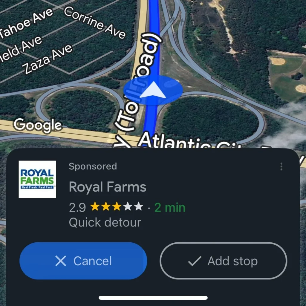 Google maps reklame