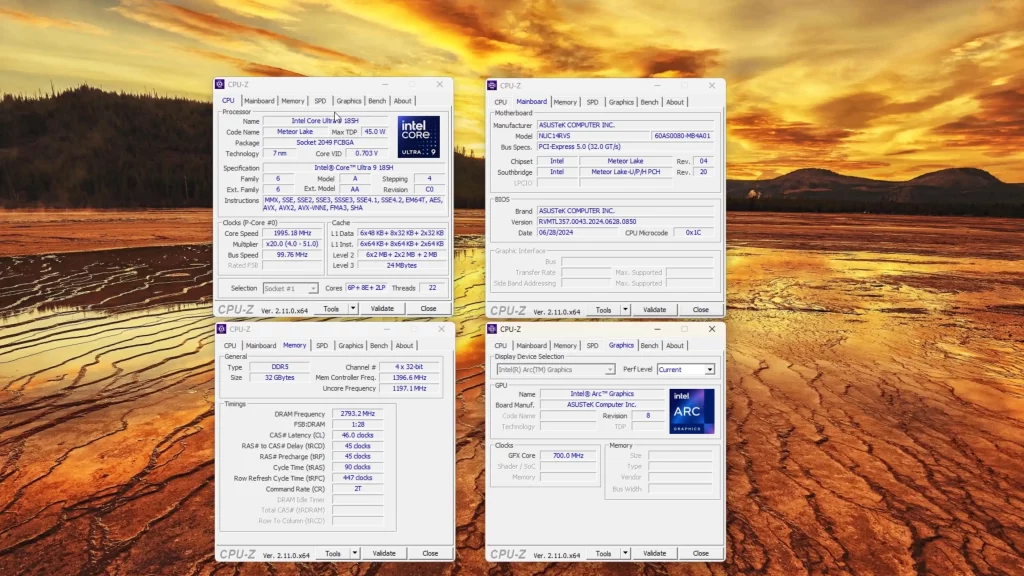 ASUS NUC 14 Pro Plus CPUz