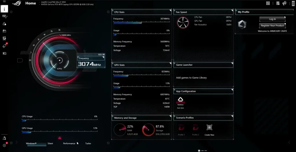 ASUS ROG NUC Armory softver
