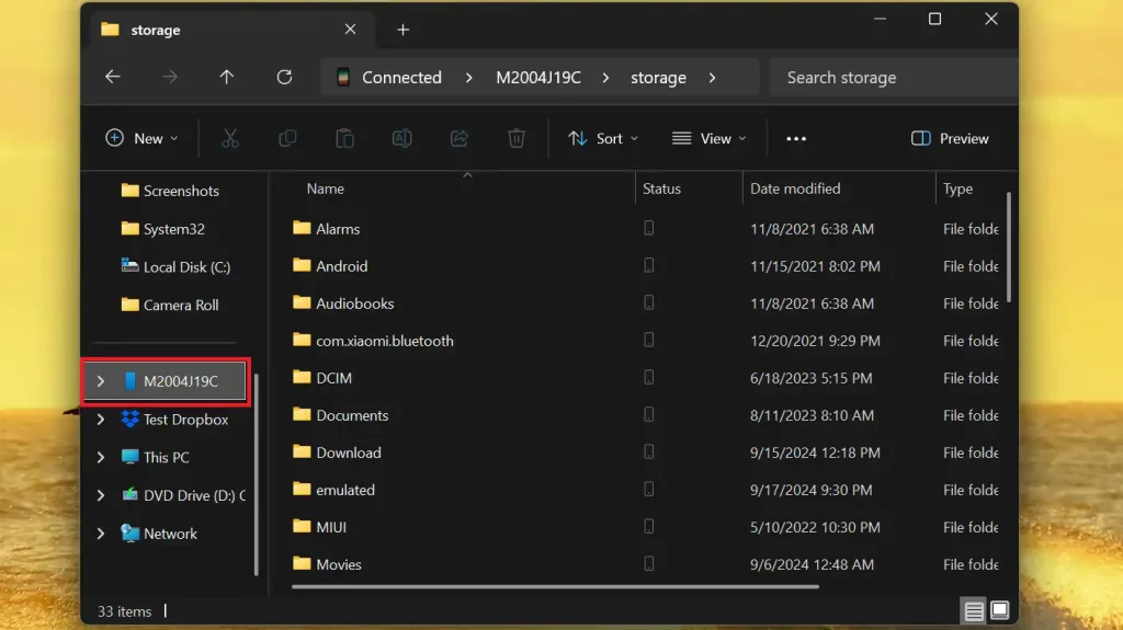 Android File Explorer Windows 11