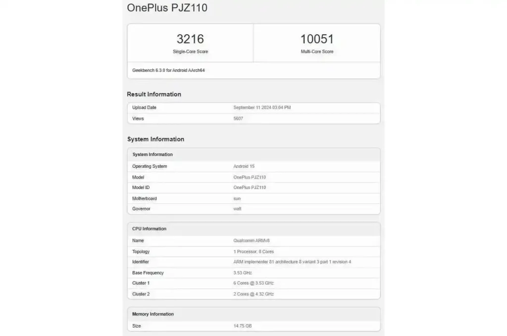 Snapdragon 8 Elite Geekbench testovi