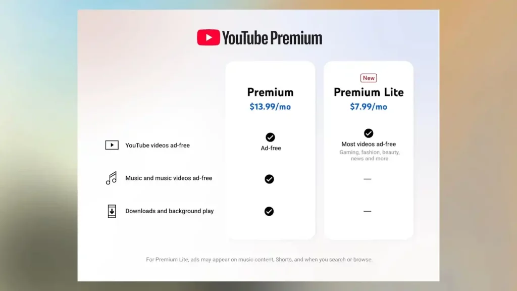 YouTube Premium Lite