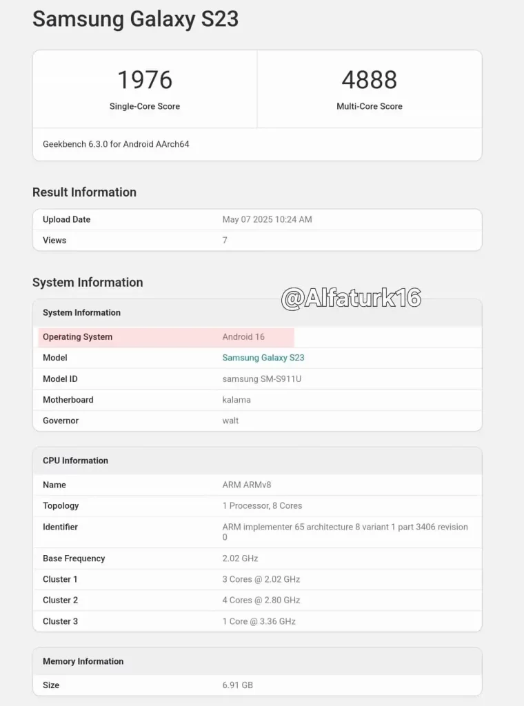 One UI 8 Android 16 Galaxy S23