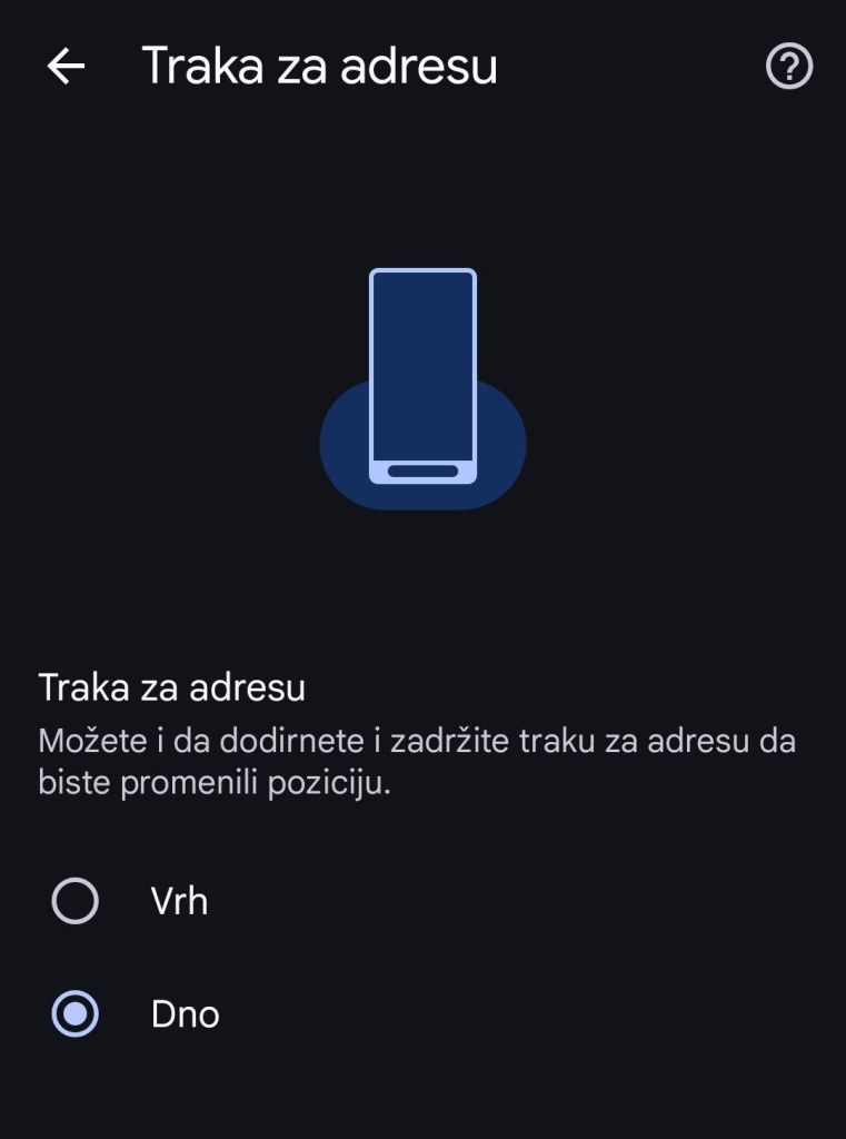 Chrome Android Adresna traka
