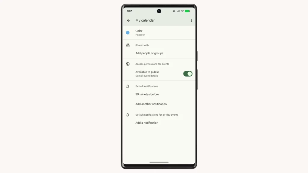 Google Calendar na Androidu