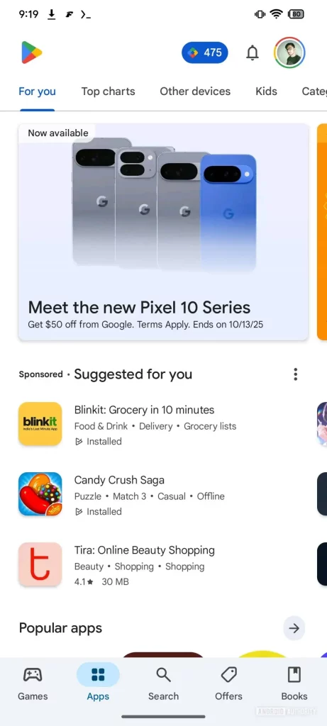 Pixel 10 na Play prodavnici