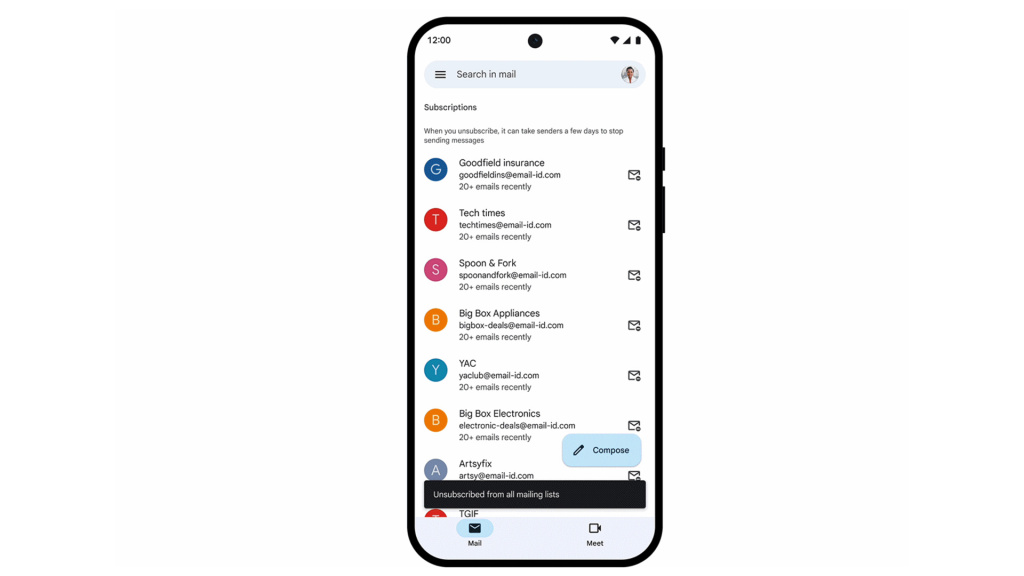Gmail Unsubscribe opcija