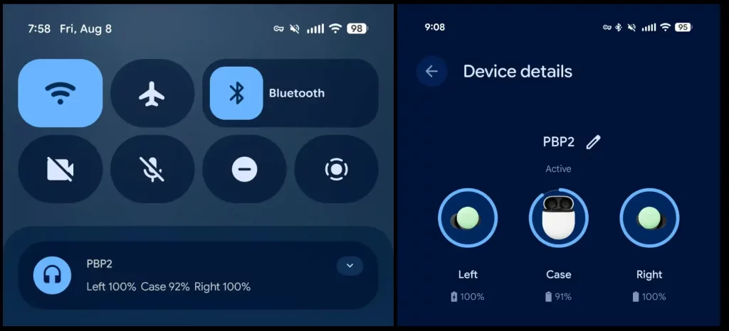 Android prikaz statusa baterije slu&scaron;alica