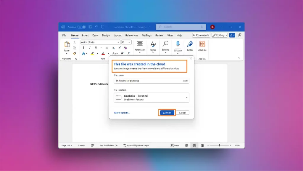 Microsoft Word OneDrive