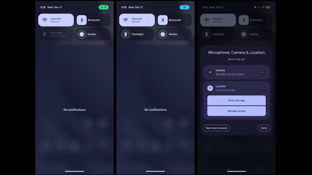 Android 16 plava tačka
