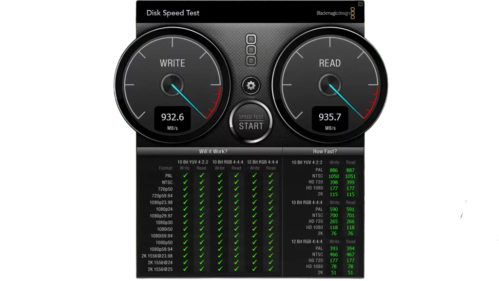 Samsung T7 BlackMagic Disk test rezultatr