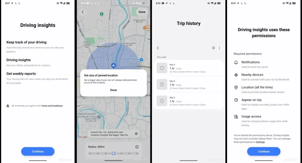 One UI 9 instruktor vožnje
