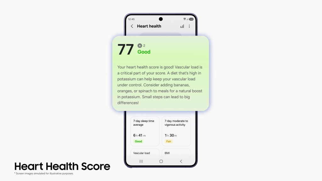 Samsung Health Galaxy Watch app Heart Health score